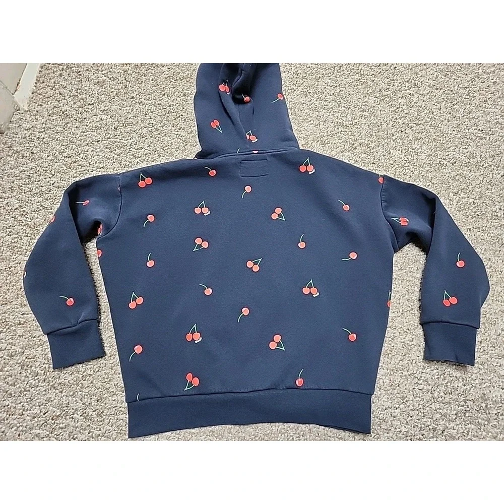 Starfit‎ Navy Blue Cherry Print Matching Set XS Cotton Blend Hoodie Joggers